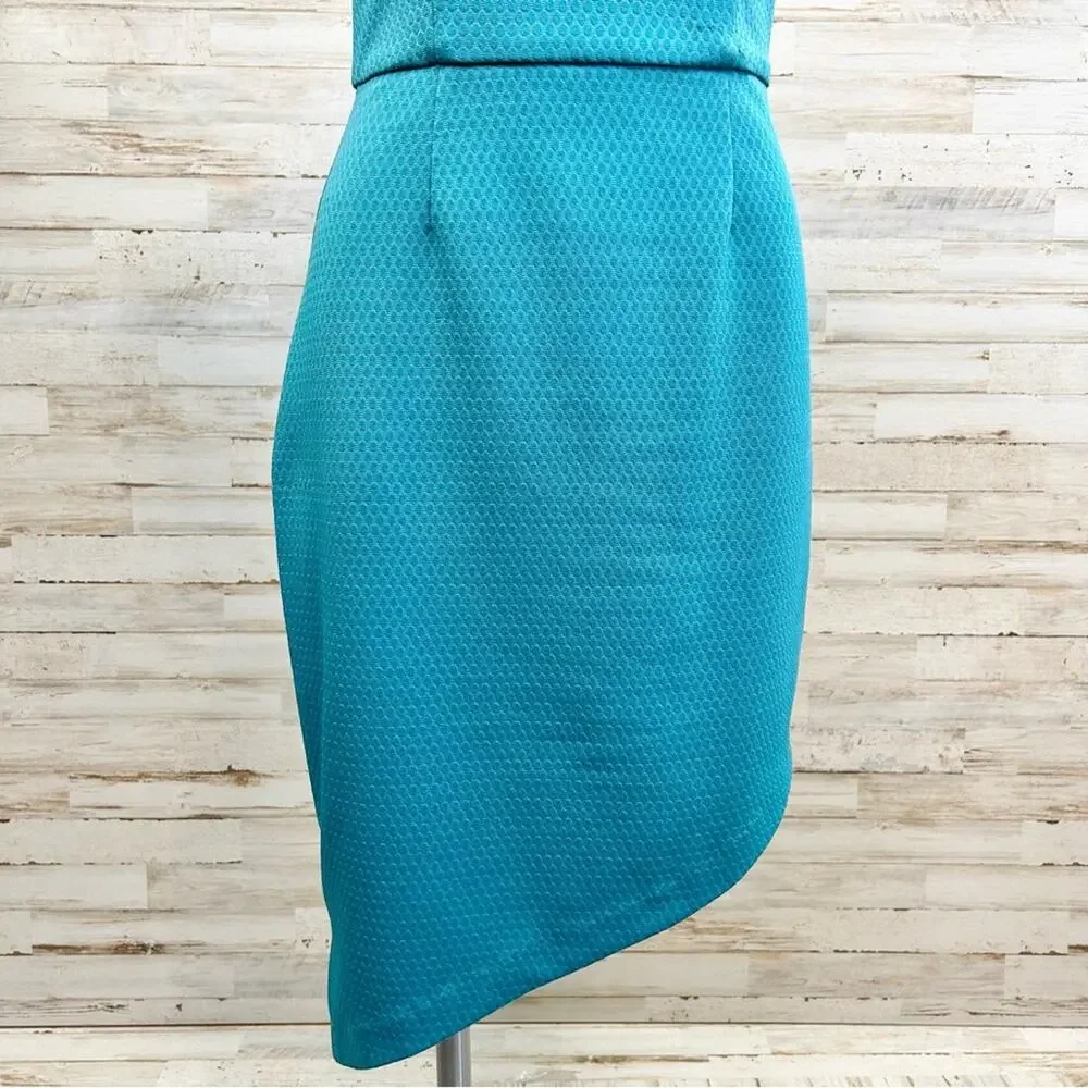 Slate & Willow Asymmetrical Off the Shoulder Dress Womens Size M Teal Jersey - Picture 4 of 16